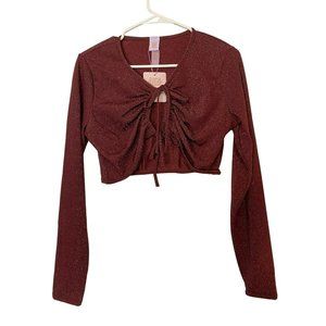 NWT Savage Fenty Lingerie By Rihanna Long Sleeve Sparkly Crop Top